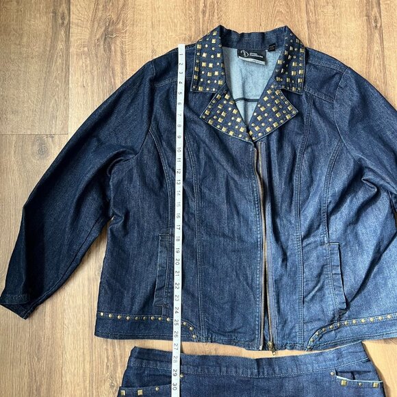Catherine's Denim Studded Jacket Tulip Skirt Suit Sz 2X - Picture 8 of 15